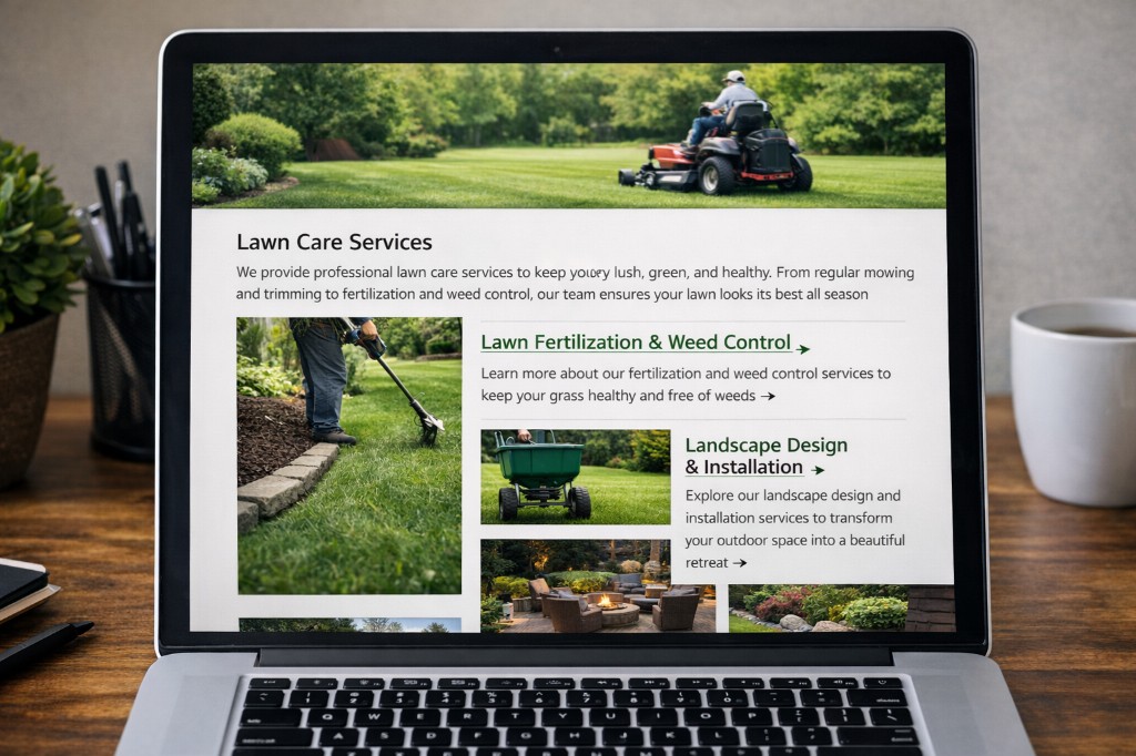 Internal linking on a lawn care services website for local SEO