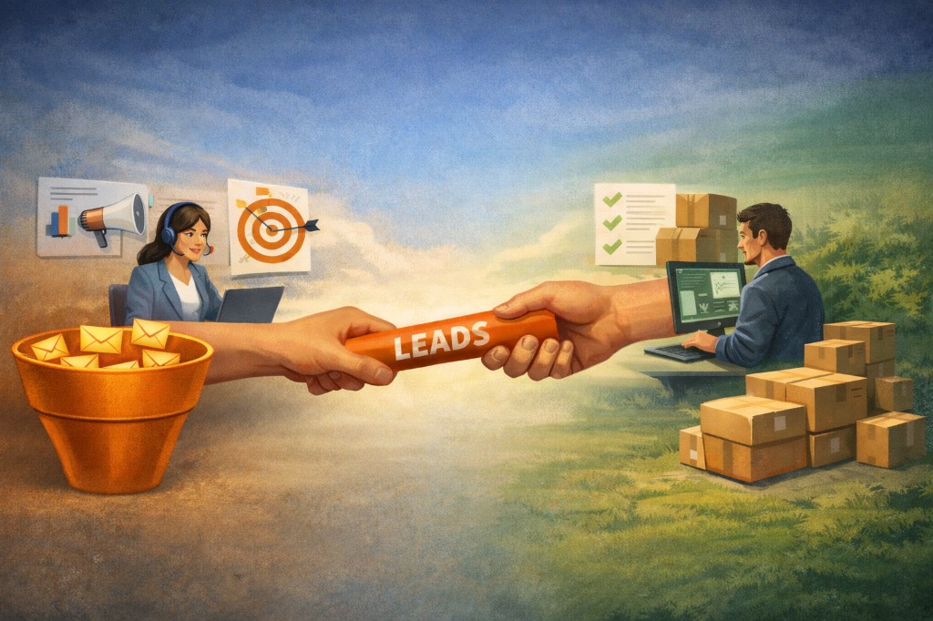 Marketing to operations handoff passing leads from intake to scheduling for lawn companies