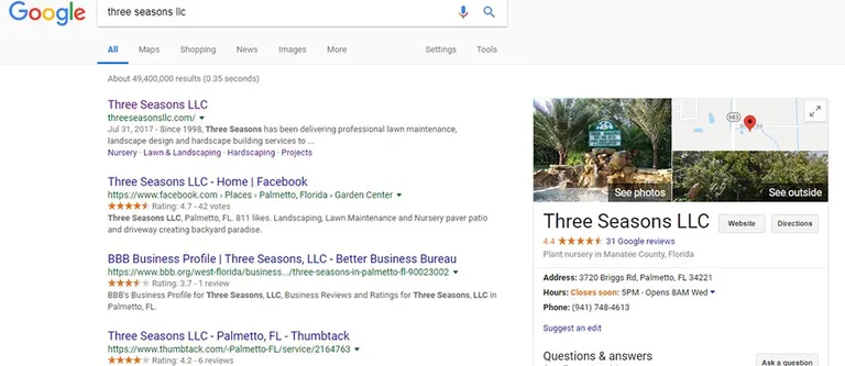 Google search results showing star ratings from multiple review platforms