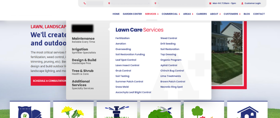 Example of an SEO-optimized service page for lawn care businesses