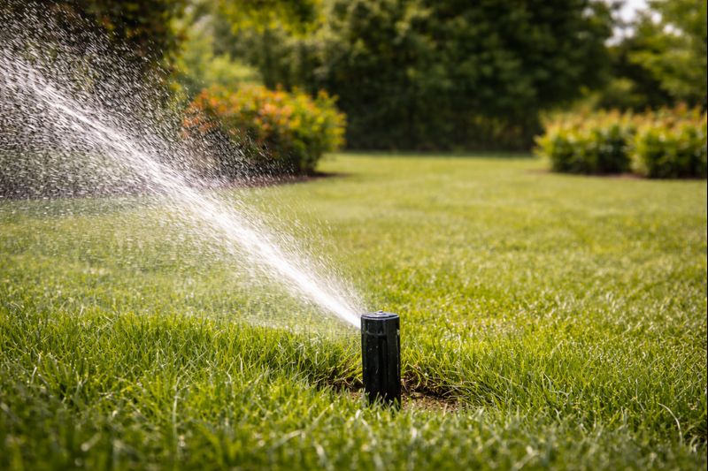 Irrigation technician servicing a sprinkler system