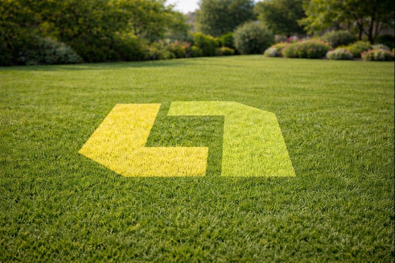 Professional lawn care fertilization treatment being applied to a healthy green lawn